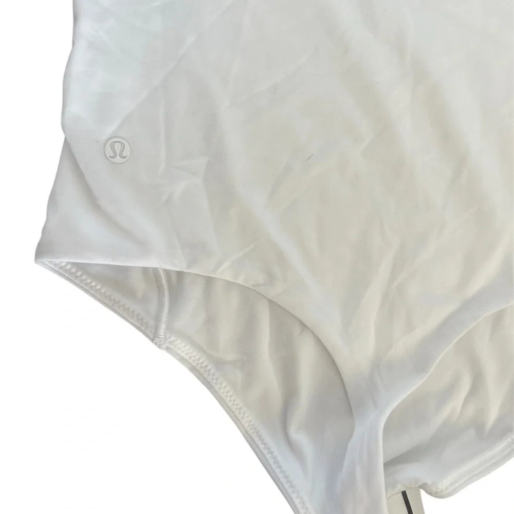Lululemon Athletica White Fitted Bodysuit Top